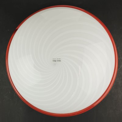 Lot 768 - 1980s ITALIAN MURANO SWIRL GLASS CEILING OR WALL LIGHT WITH RED GLASS RIM