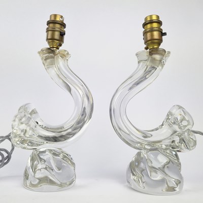 Lot 598 - DAUM GLASS TABLE LAMPS, A PAIR