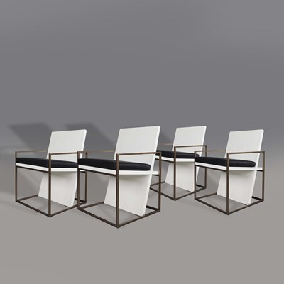 Lot 666 - EMMEMMOBILI STRAIGHT DINING CHAIRS, A SET OF 6, BY FERRUCIO LAVIANI.