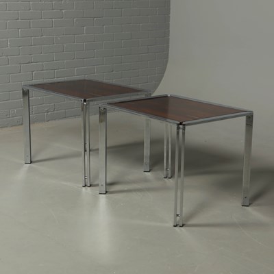 Lot 744 - PAIR OF 1970s ITALIAN ROSEWOOD AND CHROME SIDE TABLES
