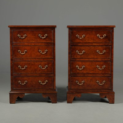 Lot 438 - PAIR OF GEORGIAN STYLE BURR WALNUT BEDSIDE CHESTS (2).
