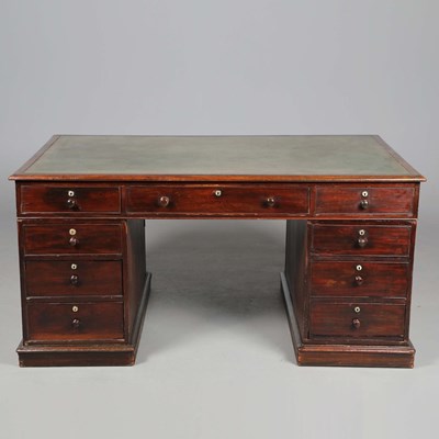 Lot 433 - GEORGE III MAHOGANY PARTNER'S DESK.