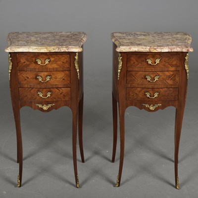 Lot 442 - PAIR OF LOUIS XV STYLE TABLES DE NUIT (2)