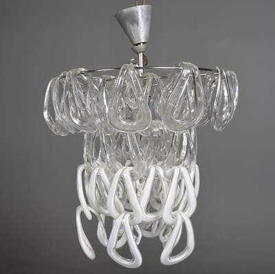 Lot 630 - 1970s ITALIAN ANGELO MANGIAROTTI GLASS PENDANT LIGHT FOR VISTOSI