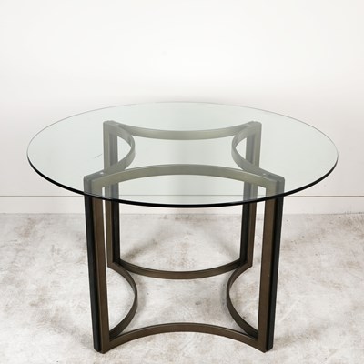 Lot 614 - CARACOLE REMIX 4 LEG DINING TABLE BASE WITH GLASS TOP