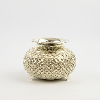 Lot 211 - AN INDIAN WHITE METAL VASE