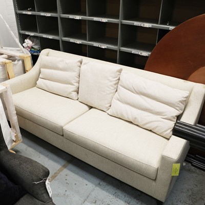 Lot 691 - NEUTRAL FABRIC UPHOLSTERED BESPOKE SOFA