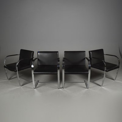 Lot 611 - AFTER LUDWIG MIES VAN DER ROHE BRNO STYLE CHAIRS, A SET OF 4