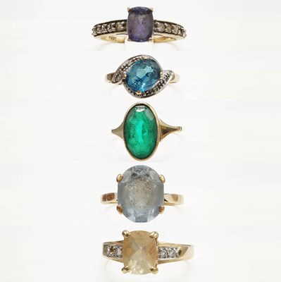 Lot 247 - A COLLECTION OF FIVE ASSORTED 9CT GOLD DRESS RINGS