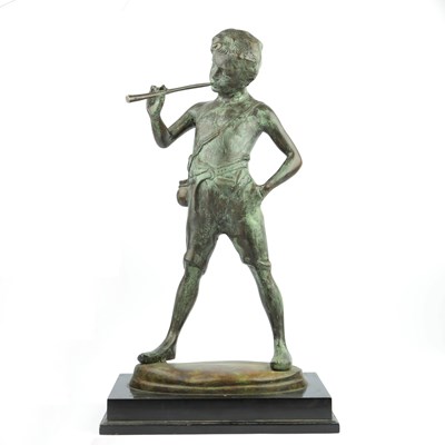 Lot 151 - BRONZE PAN FIGURE.