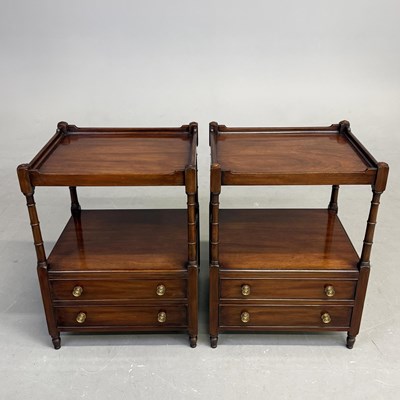 Lot 443 - PAIR OF GEORGIAN STYLE MAHOGANY BEDSIDE TABLES (2)