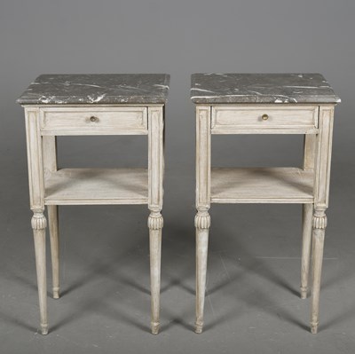 Lot 419 - PAIR OF DIRECTOIRE STYLE PAINTED TABLES DE NUIT (2)