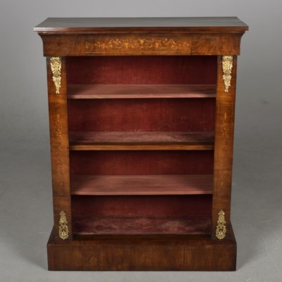 Lot 414 - VICTORIAN WALNUT OPEN BOOKCASE