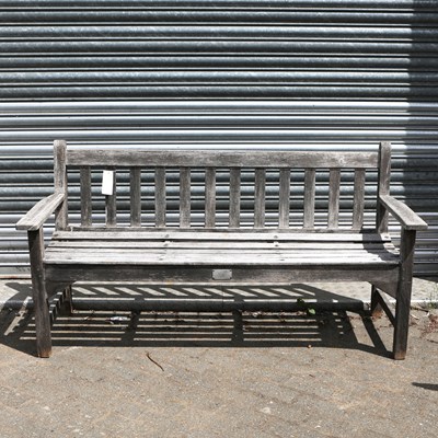 Lot 460 - WEATHERED TEAK GARDEN BENCH