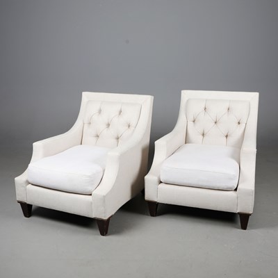 Lot 583 - BAKER MAX TUFTED CLUB CHAIRS, A PAIR