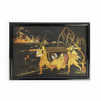 Lot 203 - ASIAN ANTIQUE LACQUER PANEL