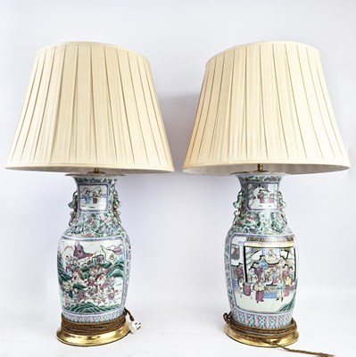 Lot 339 - CHINESE STYLE LAMPS, A PAIR
