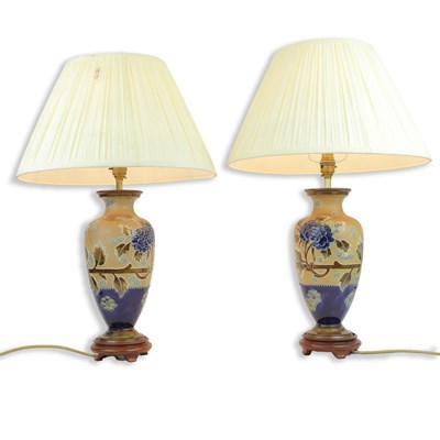 Lot 759 - A PAIR OF ROYAL DOULTON LAMPS (2)