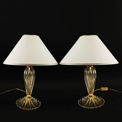 Lot 638 - PAIR OF ITALIAN BAROVIER & TOSO MURANO GLASS TABLE LAMPS
