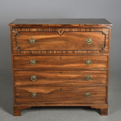 Lot 346 - LATE GEORGE III GONCALO ALVES AND MAHOGANY SECRETAIRE CHEST