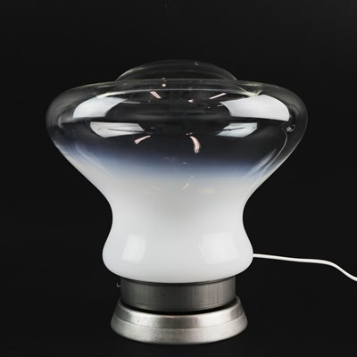 Lot 805 - ITALIAN MAZZEGA MURANO GLASS AND CHROME TABLE LAMP