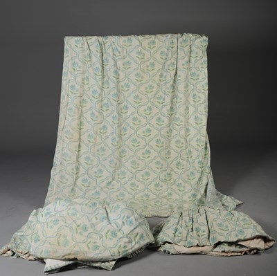 Lot 735 - CURTAINS, TWO PAIRS, TURQUOISE