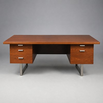 Lot 645 - 1970s ROSEWOOD AND CHROME EXECUTIVE DESK BY TREVOR CHINN FOR GORDON RUSSELL