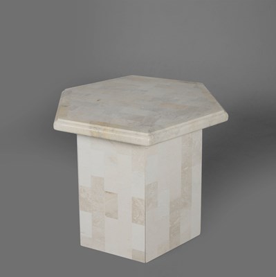 Lot 301 - TESSELLATED MARBLE VENEERED HEXAGONAL LOW TABLE