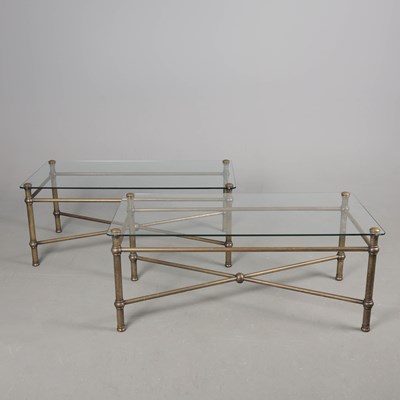 Lot 299 - PAIR OF TUBULAR BRASS COFFEE TABLES (2)