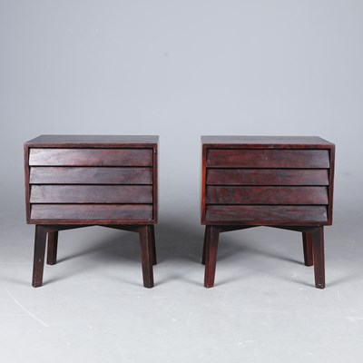 Lot 828 - PAIR OF DANISH DESIGN BEDSIDE CHESTS WITH TWO DRAWERS