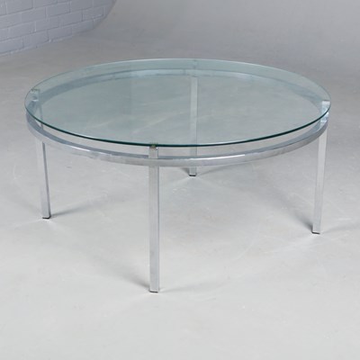 Lot 706 - GLASS AND CHROME CIRCULAR COFFEE TABLE