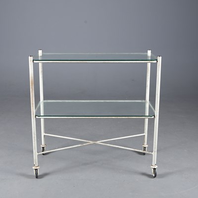 Lot 809 - 1950s MEDICAL TROLLEY WITH TWO GLASS TIERS