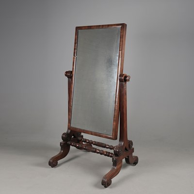 Lot 363 - GEORGE IV MAHOGANY CHEVAL MIRROR