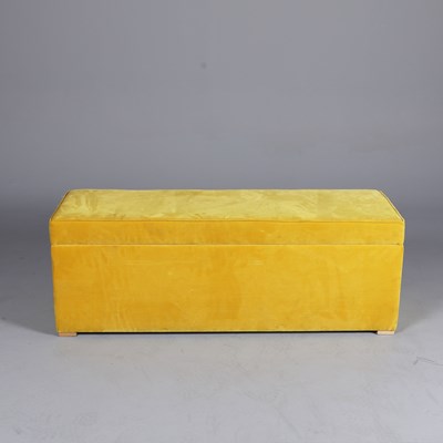 Lot 600 - LOAF YELLOW VELVET OTTOMAN