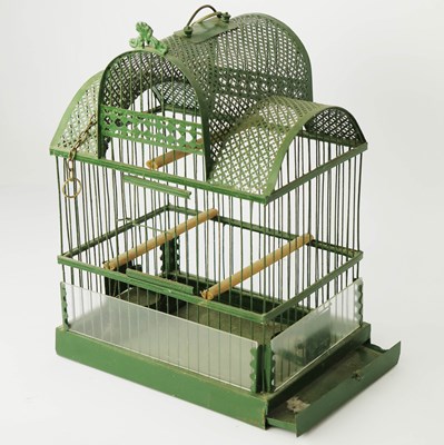 Lot 140 - GREEN PAINTED BIRDCAGE