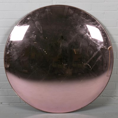 Lot 792 - PINK GLASS CONVEX WALL MIRROR