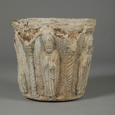 Lot 457 - ANTIQUE STYLE RECONSTITUTED STONE BAPTISMAL FONT OR PLANTER
