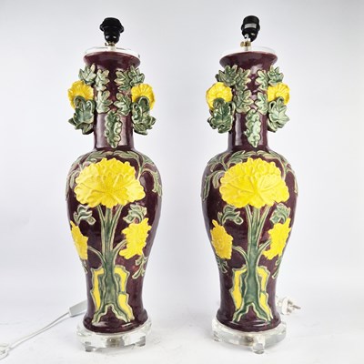 Lot 202 - A PAIR OF CHINESE LAMPS. (2)