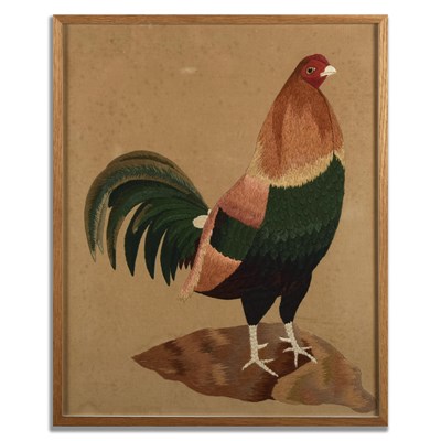 Lot 102 - FRAMED COCKEREL EMBROIDERY