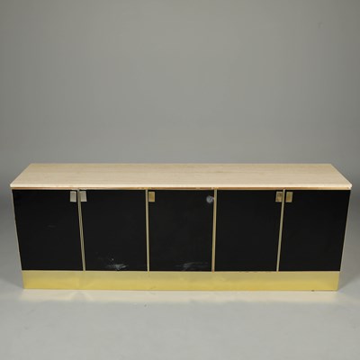 Lot 800 - LACQUERED SIDEBOARD WITH A TRAVERTINE TOP