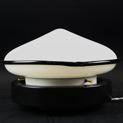 Lot 767 - ITALIAN MURANO OPALINE GLASS TABLE LAMP WITH BLACK RIM