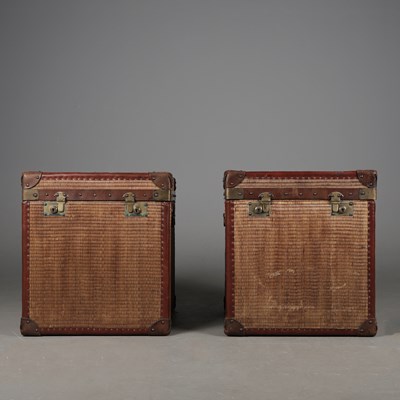 Lot 751 - RATTAN UPHOLSTERED TRUNKS, A PAIR