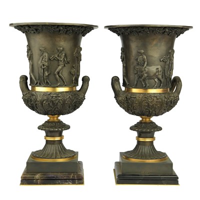 Lot 711 - MEDICI STYLE URNS, A PAIR
