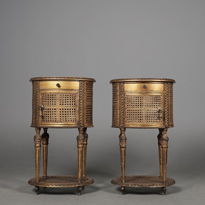 Lot 351 - PAIR OF LOUIS XVI STYLE BEDSIDE CABINETS (2)