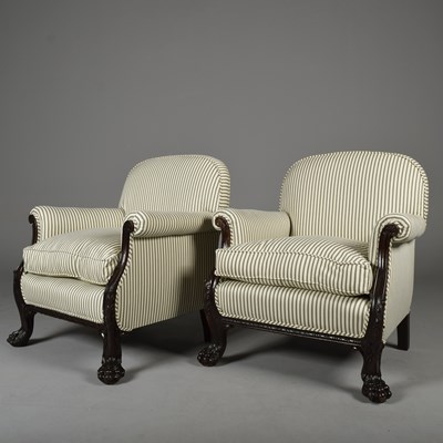 Lot 448 - PAIR OF GEORGIAN STYLE ARMCHAIRS (2)