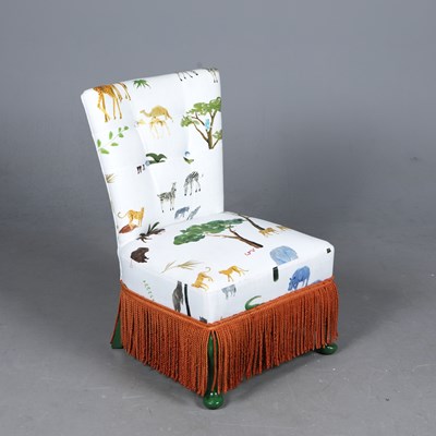 Lot 353 - SLIPPER CHAIR IN ANDREW MARTIN NOAH FABRIC