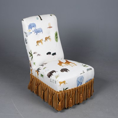 Lot 348 - NAPOLEON III EBONISED SLIPPER CHAIR