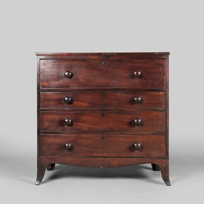Lot 381 - GEORGE III MAHOGANY AND EBONISED STRUNG CHEST