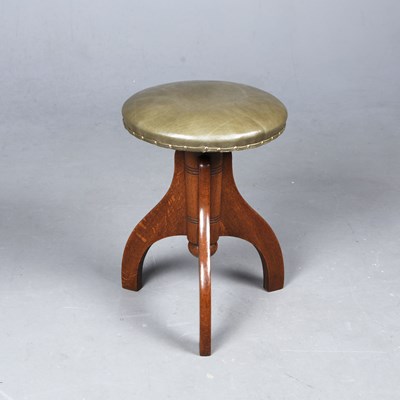 Lot 318 - EDWARDIAN OAK PIANO STOOL