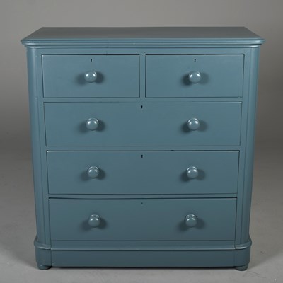 Lot 355 - VICTORIAN BLUE PAINTED CHEST